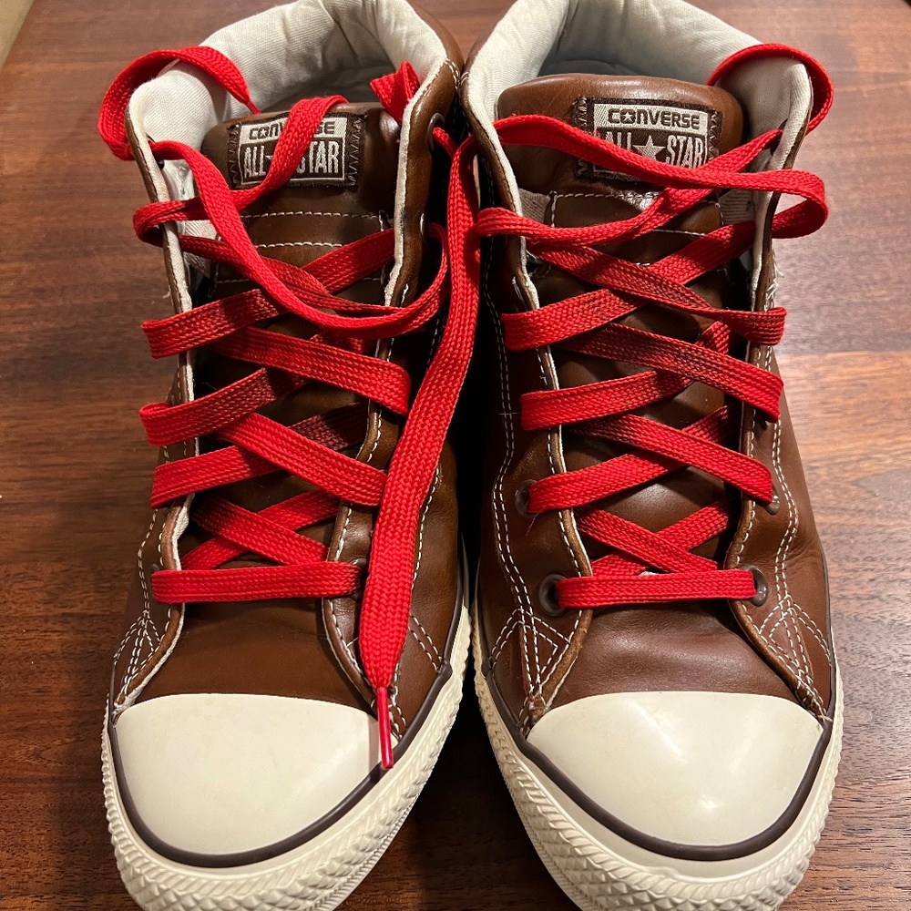 Converse Brown Leather high tops men's US 9.5, Eur 43